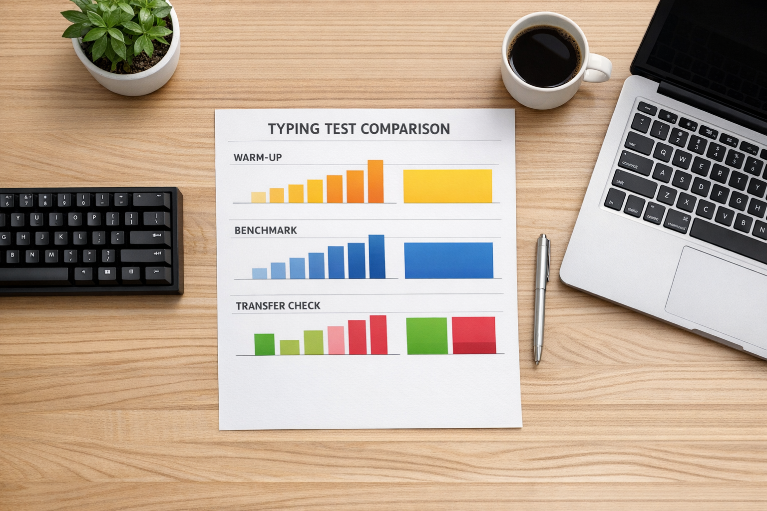 Mode based keyboard typing test comparison on desk
